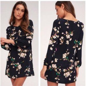 Lulu size S Navy Blue Floral Dress